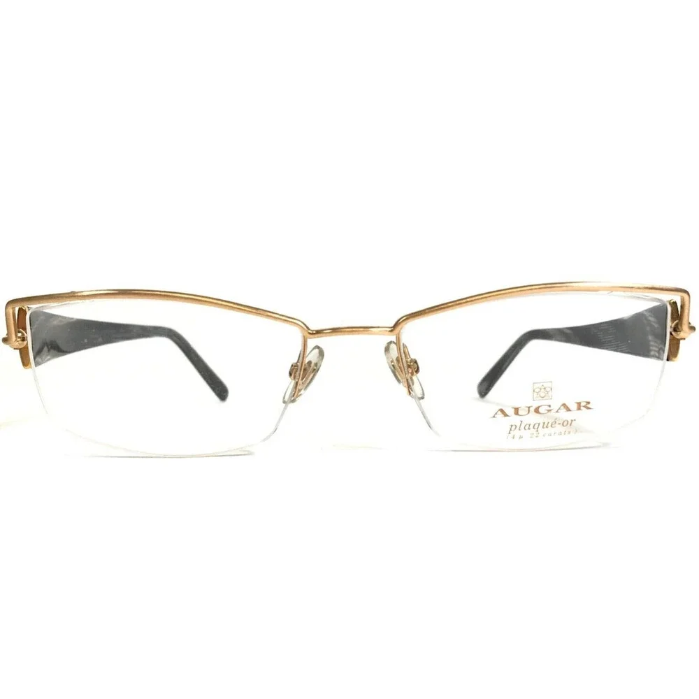 Augar Eyeglasses Frames FP163 CHAMPAGNE Gold Black Gray 22KT GP Plated 52-18-130